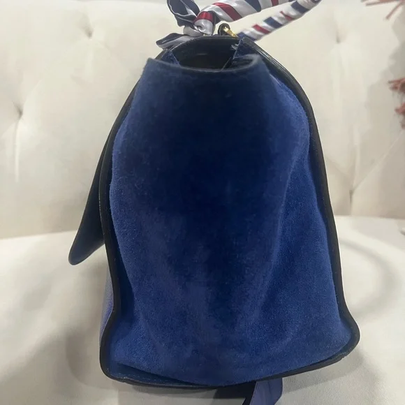 Celine Calfskin Suede Small Trapeze Indigo - Picture 4 of 11